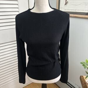 Lynn Adler Sweater Womens Small Black Ribbed Knit Pullover Euro Minimalist